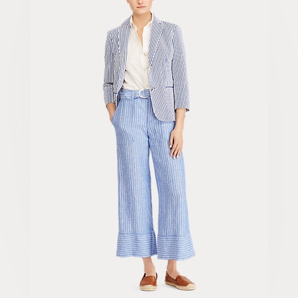 Ralph Lauren Cotton Striped Blazer - Seersucker Cotton Jacket - Picture 9 of 10